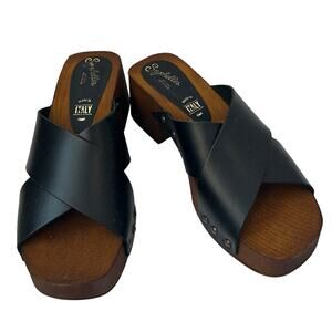 Seychelles women's Upper Criss Cross Black Leather Warm Waters Sandal Size 7